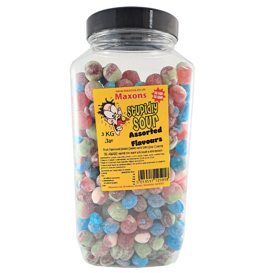 Maxon's Stupidly Sour Assorted Jar 3kg - 1 x 3kg Jar