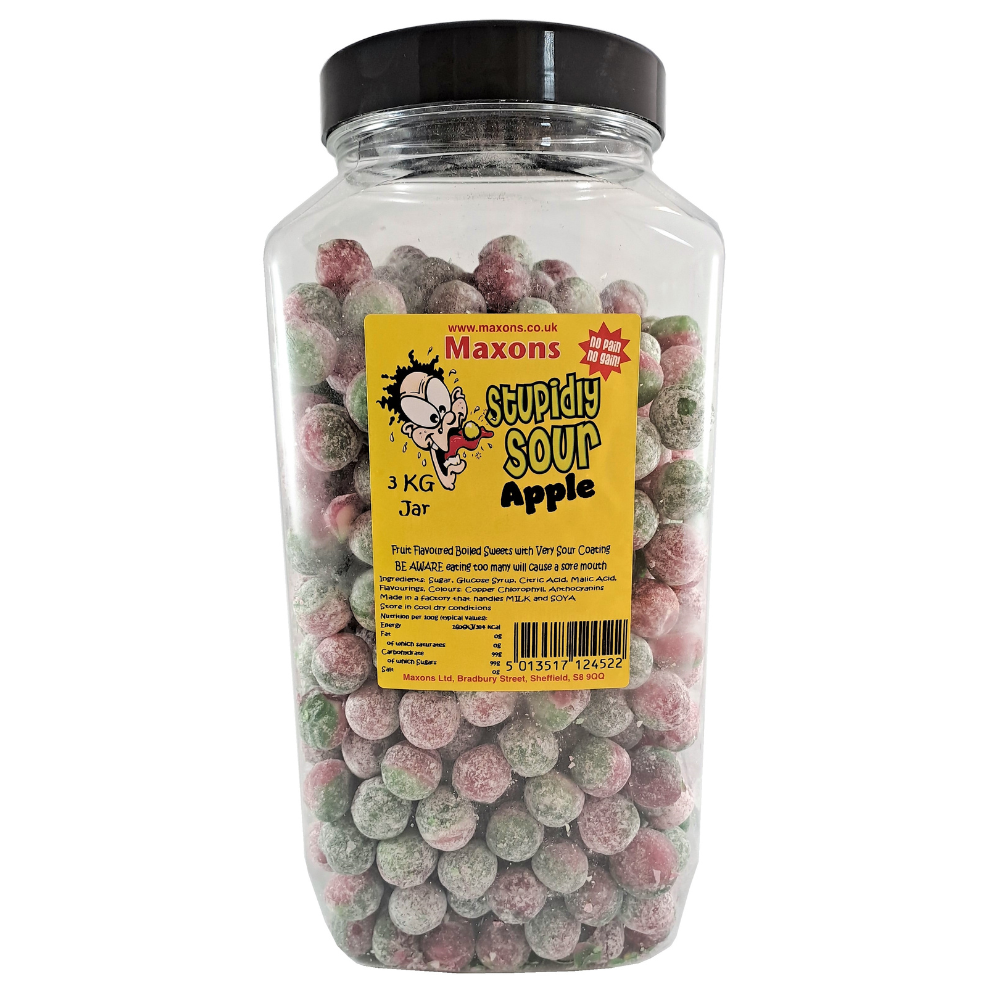 Maxon's Stupidly Sour Apples Jar 3kg - 1 x 3kg Jar