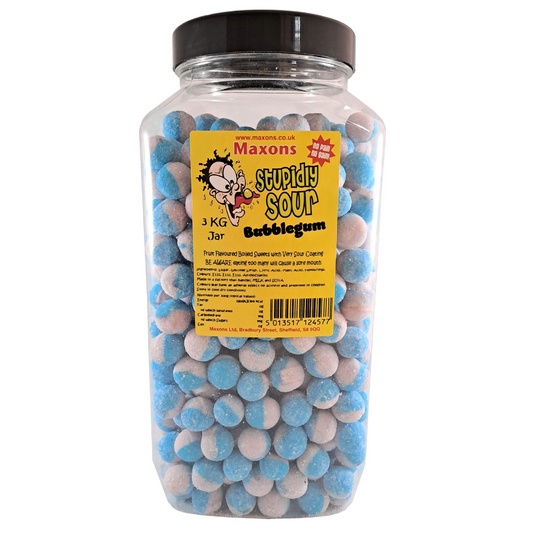 Maxon's Stupidly Sour Bubblegum Sweets Jar 3kg - 1 x 3kg Jar
