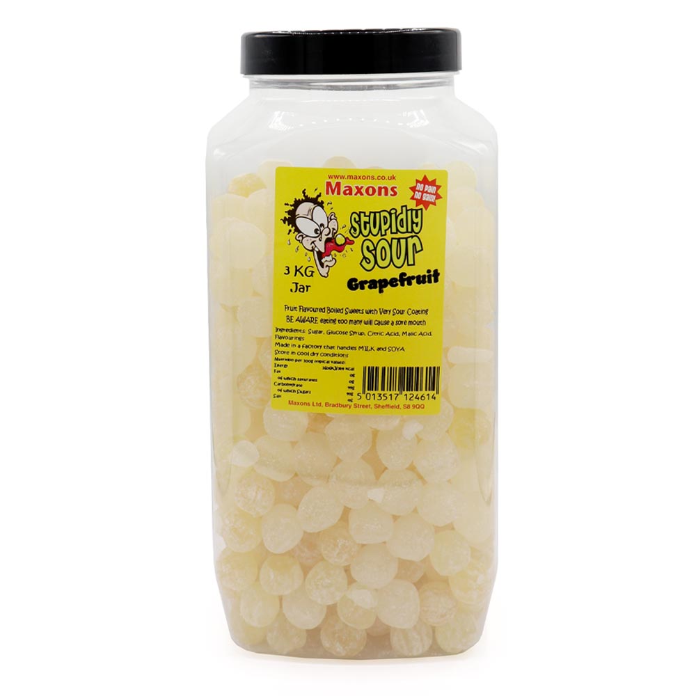 Maxon's Stupidly Sour Grapefruit Sweets Jar 3kg - 1 x 3kg Jar