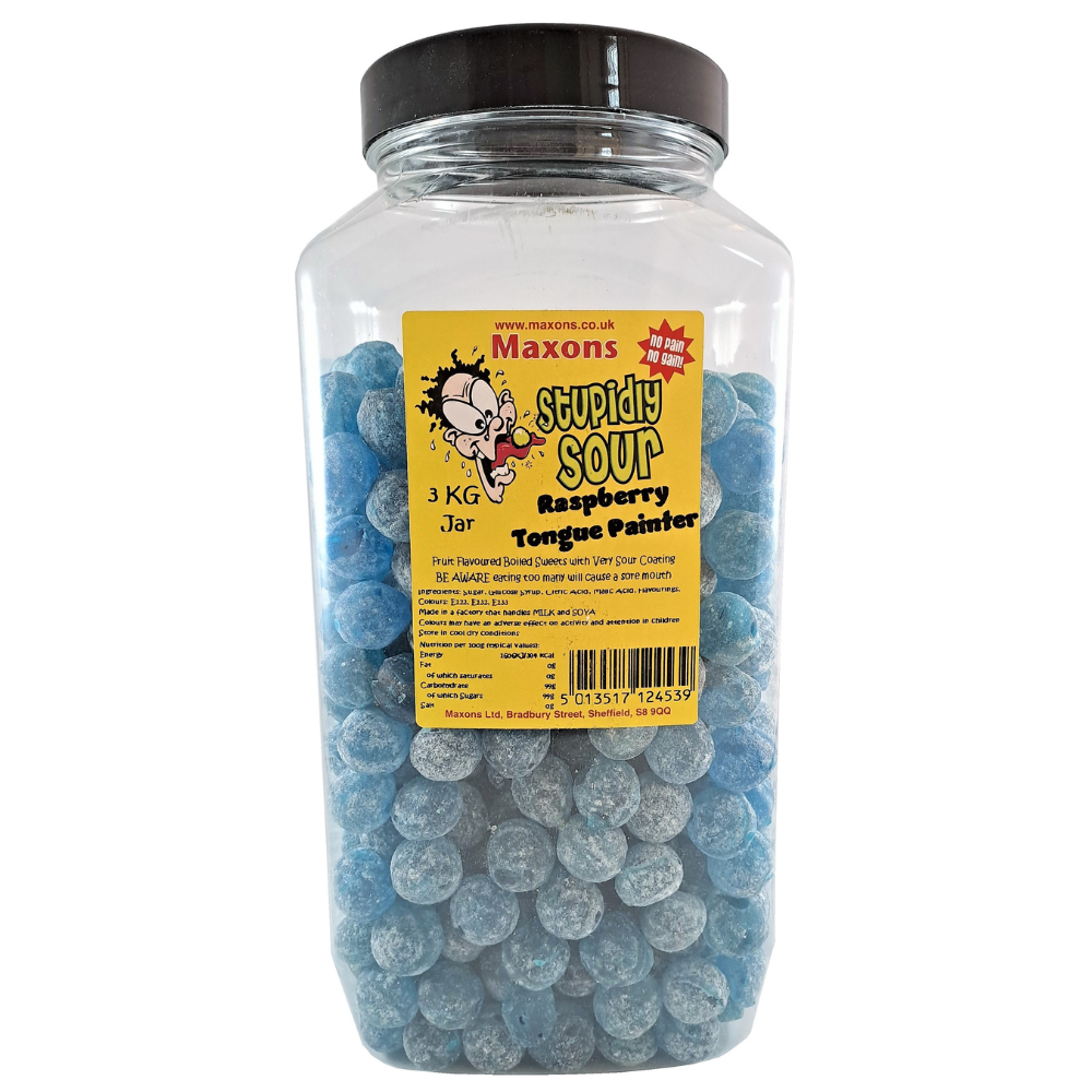 Maxon's Stupidly Sour Raspberry Sweets Jar 3kg - 1 x 3kg Jar