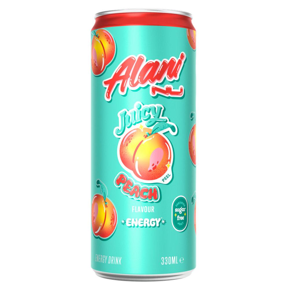 Alani Nu Juicy Peach Energy Drink 330ml - 24 x 330ml Cans