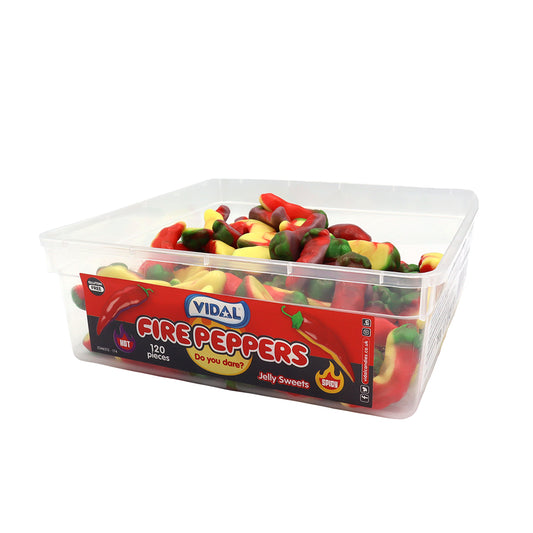Vidal Fire Peppers Tub 780g - 1 x 780g Tub (120 Sweets)
