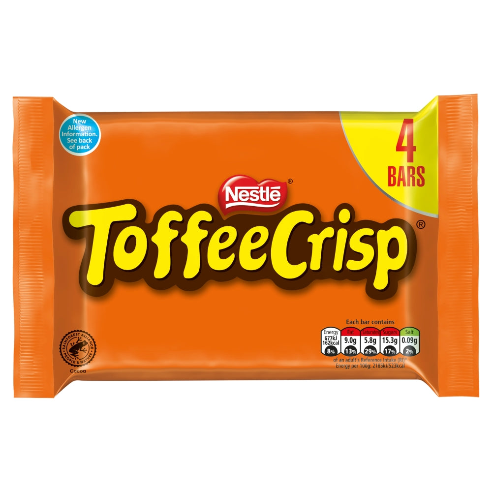 Toffee Crisp Milk Chocolate Bar 4 Pack Multipack 124g - 14 x (4 x 31g)