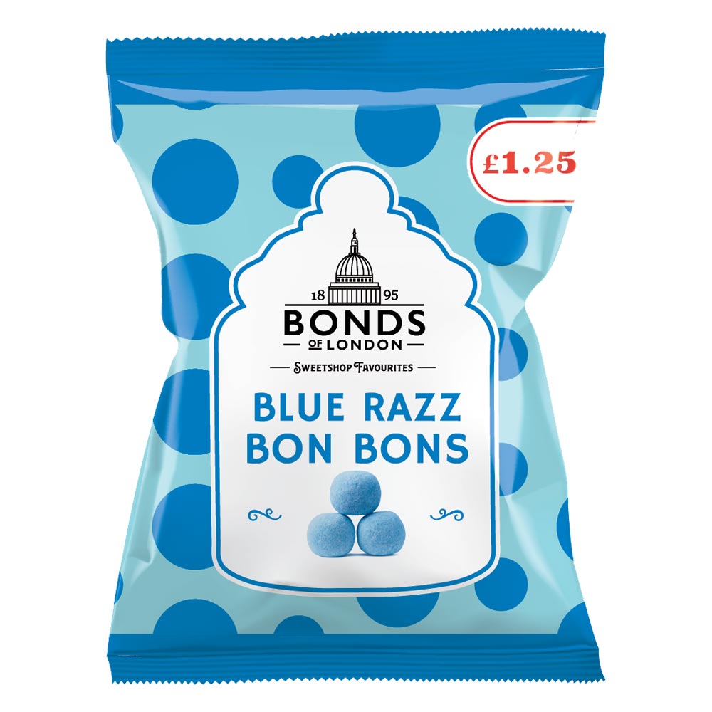 Bonds Blue Razz Bon Bons Bag 110g £1. 25 PMP - 12 x 110g Bags
