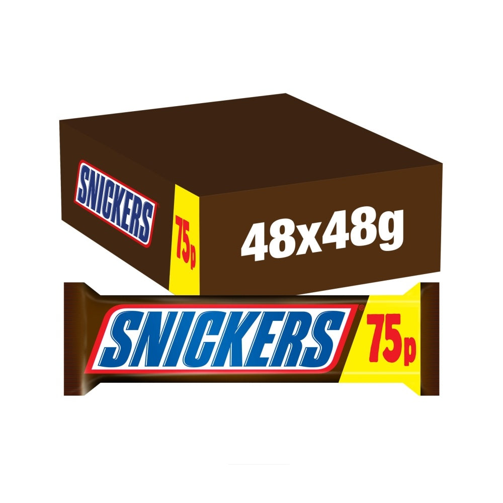 Snickers Caramel, Nougat, Peanuts & Milk Chocolate Snack Bar £0. 75 PMP 48g - 48 x 48g Bars