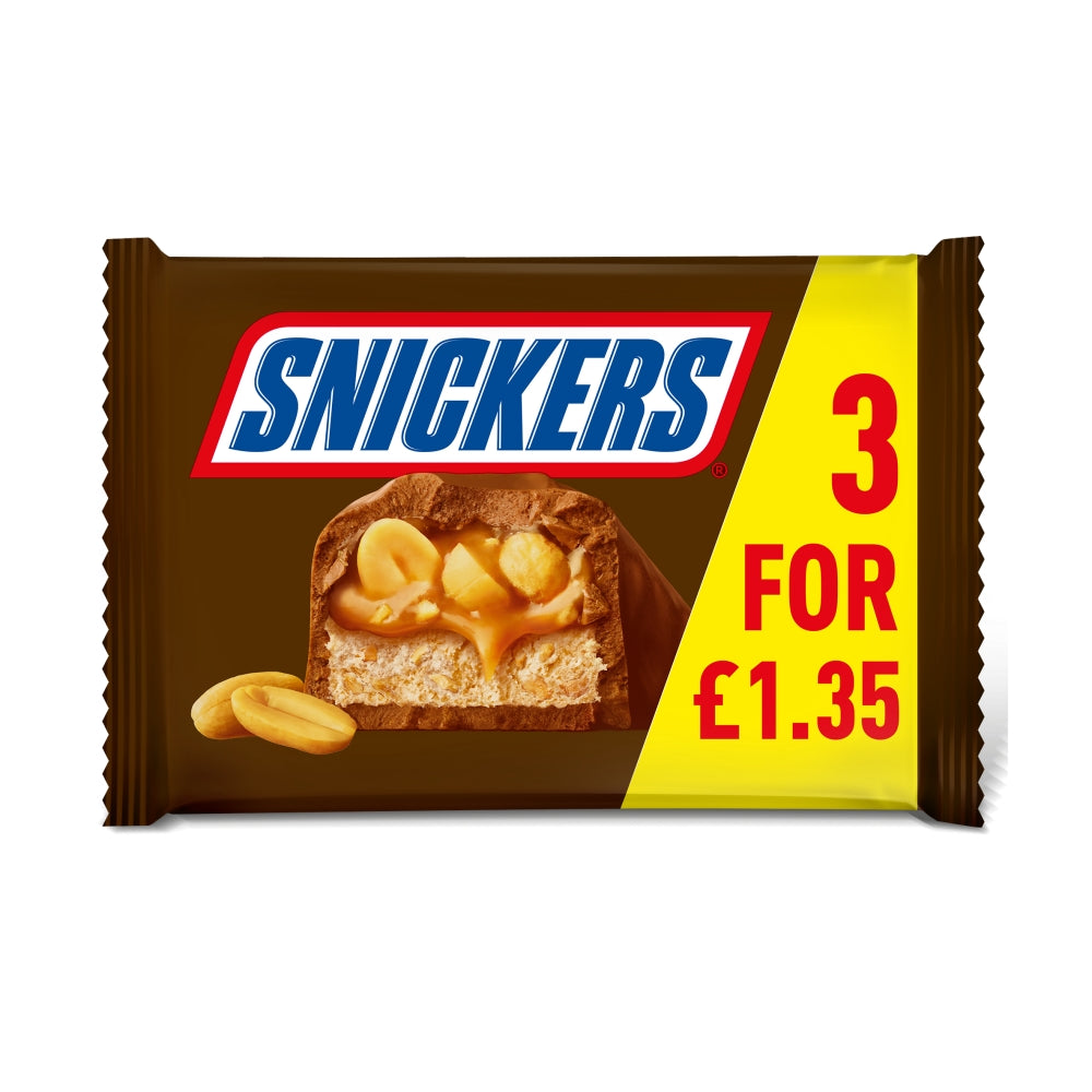 Snickers Caramel, Nougat, Peanuts & Milk Chocolate Bars Multipack £1. 35 PMP - 22 x (3 x 41. 7g)