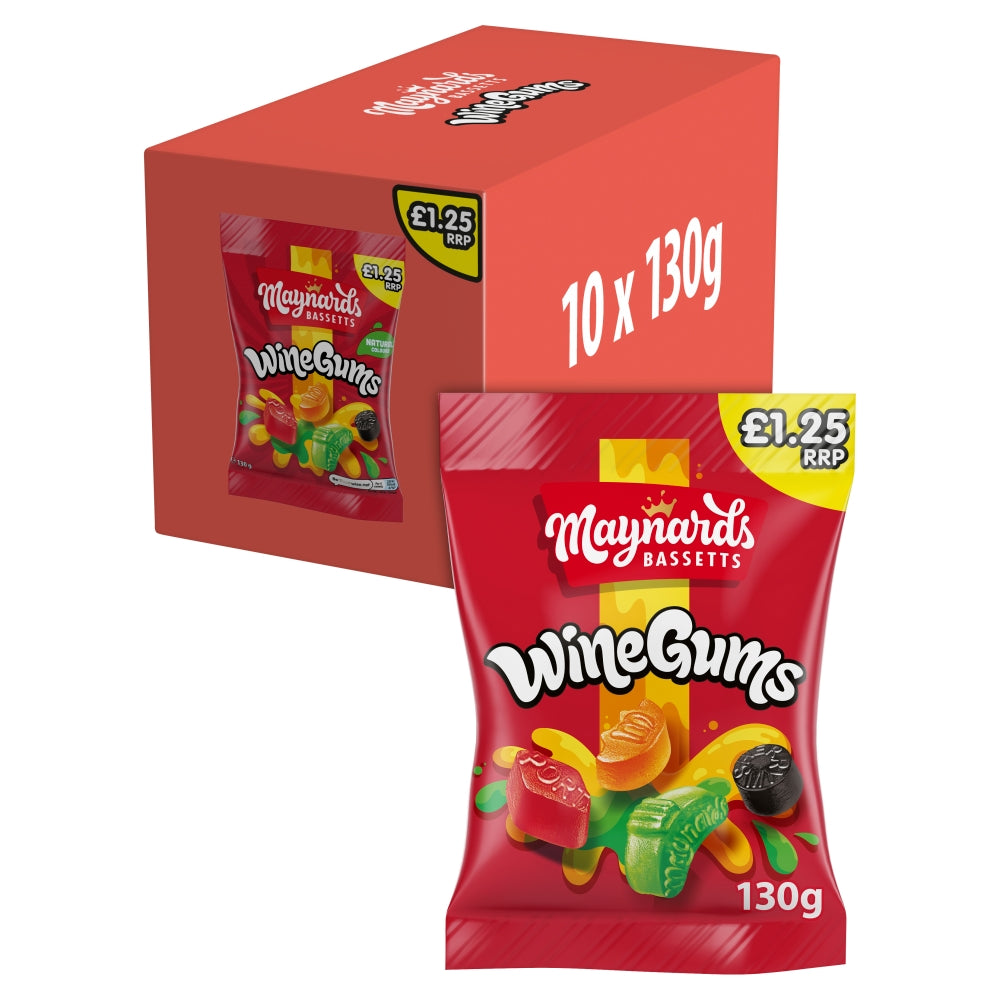 Maynards Bassetts Wine Gums Sweets Bag 130g £1. 25 PMP - 10 x 130g Bags