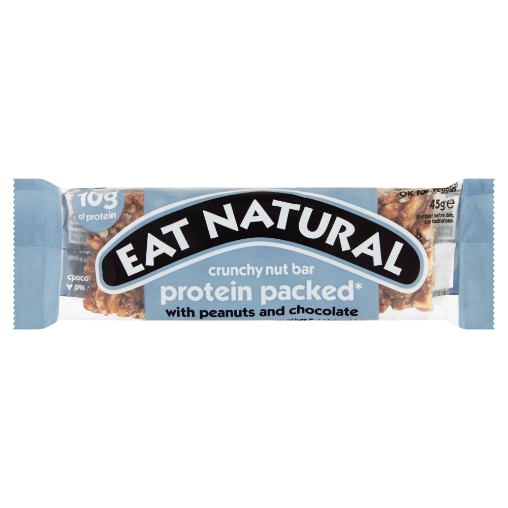 Eat Natural Protein Packed Crunchy Nut Bar with Peanuts and Chocolate 45g - 12 x 50g Bars