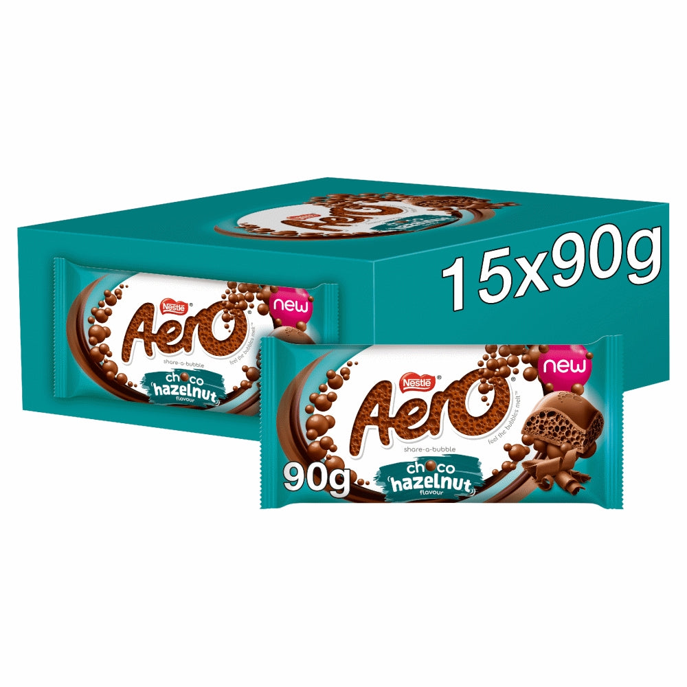 Aero Hazelnut Chocolate Sharing Bar 90g - 15 x 90g Bars
