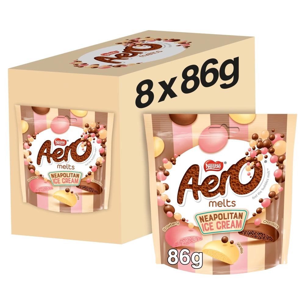 Aero Melts Chocolate Neapolitan Ice cream Sharing Bag 86g - 8 x 86g Pouches