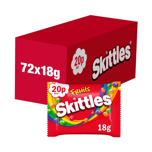 Skittles Vegan Fruits Sweets Bag 18g 20p PMP - 72 x 18g Bags