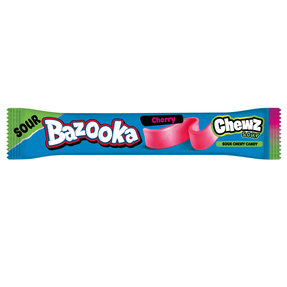 Bazooka Sour Chewz Cherry Chew Bars 14g 15p PMP - 60 x 14g Bars