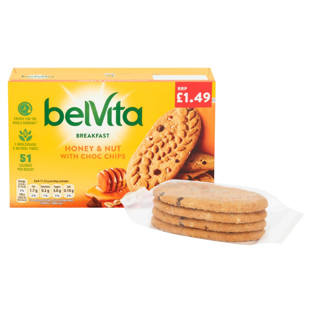 Belvita Breakfast Biscuits Honey and Nut with Choc Chips 5 Pack 225g £1. 49 PMP - 10 x 225g Multipacks