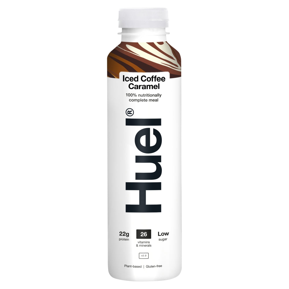 Huel Iced Coffee Caramel Flavour Ready-To-Drink Complete Meal Bottle 500ml - 8 x 500ml Bottles