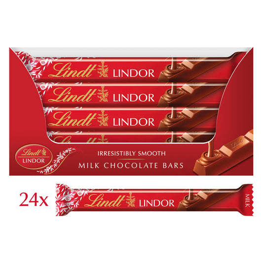 Lindt Lindor Milk Chocolate Treat Bar 38g - 24 x 38g Bars