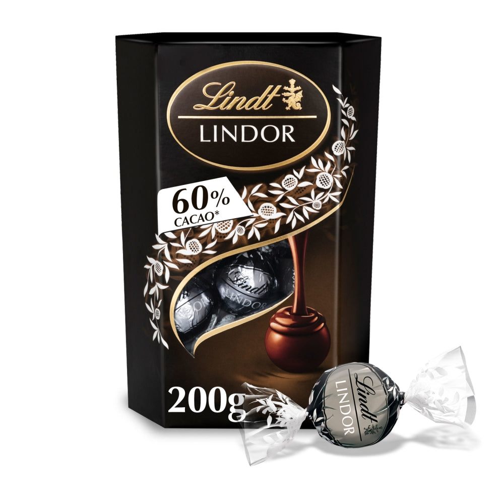 Lindt Lindor Extra Dark Chocolate Truffles Box 200g - 1 x 200g Box