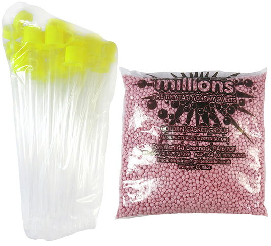 Millions Strawberry 1. 5kg Bag + 25 Tubes - 1 x 1. 5kg Bag