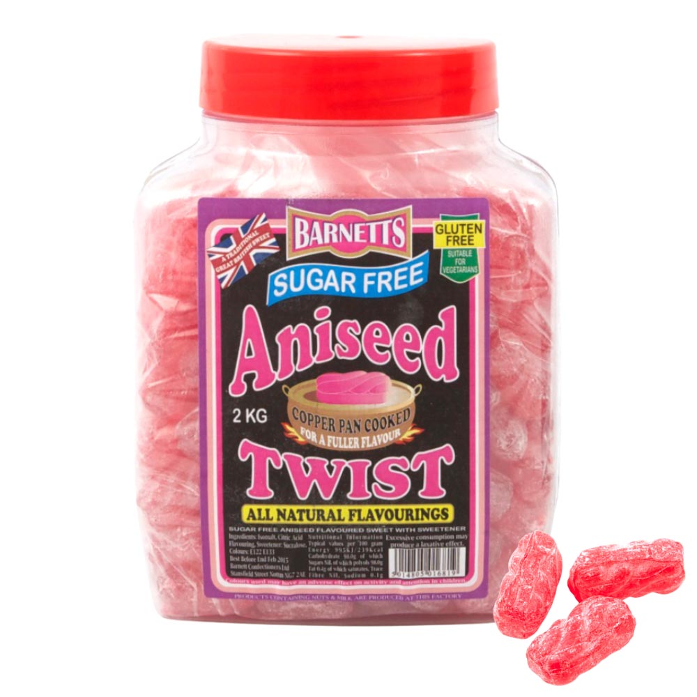 Barnetts Sugar Free Aniseed Twist Jar 2kg - 1 x 2kg Jar