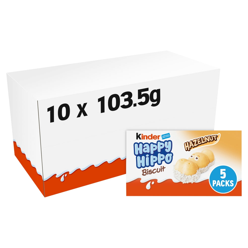 Kinder Happy Hippo Milk Chocolate and Hazelnut Biscuits Multipack 5 Pack 103. 5g - 10 x (5 x 20. 7g) Multipacks