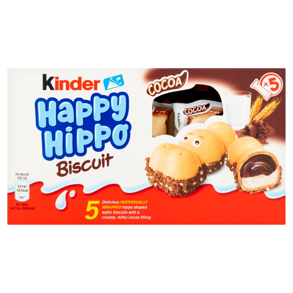 Kinder Happy Hippo Chocolate Cream Biscuits Multipack 103. 5g - 10 x 103. 5g Packs