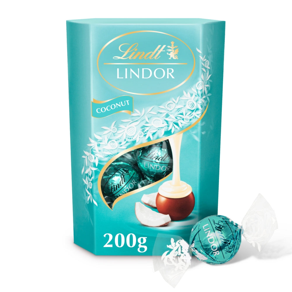 Lindt Lindor Coconut Chocolate Truffles Box 200g - 1 x 200g Box