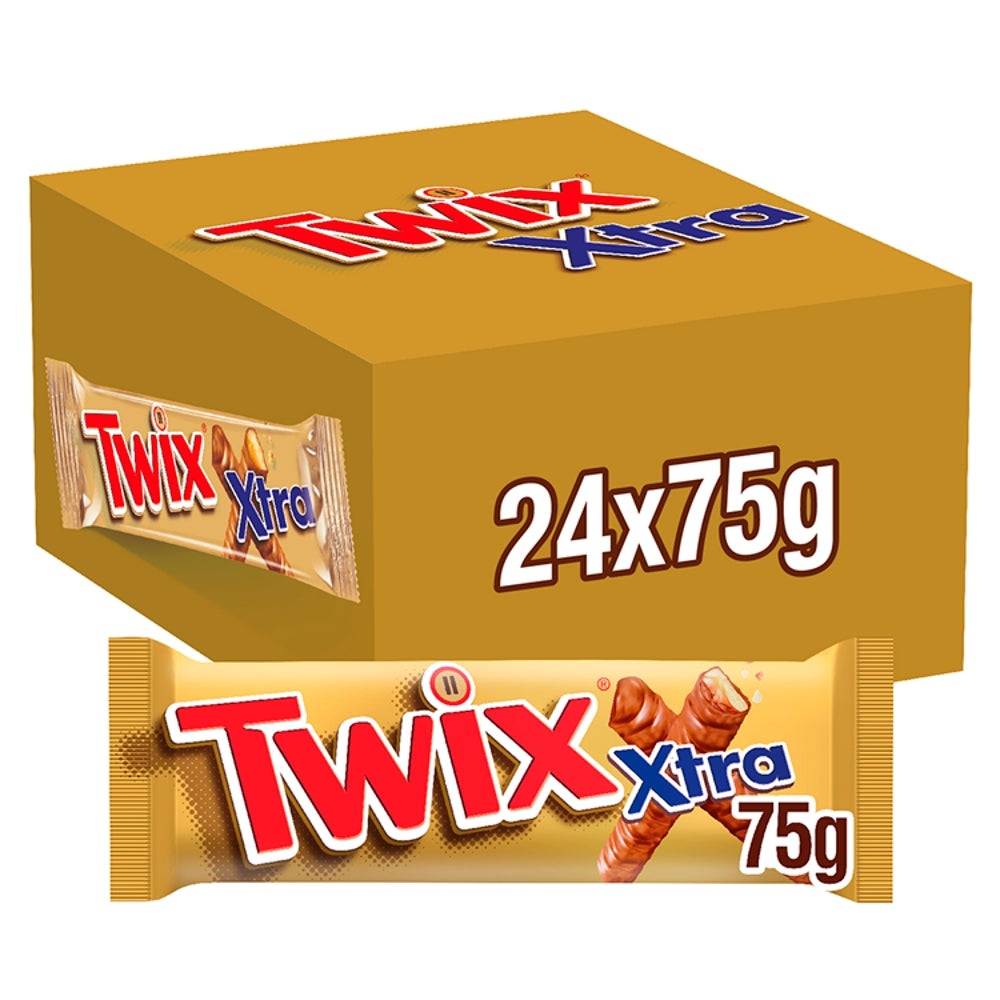 Twix Xtra Chocolate Biscuit Twin Bars 75g - 24 x 75g Bars