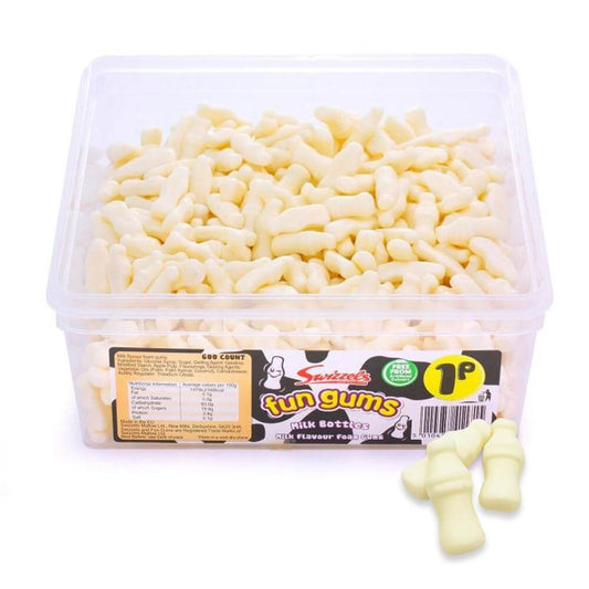 Swizzels Fun Gums Milk Bottles 1p Tub - 1 x 720g Tub