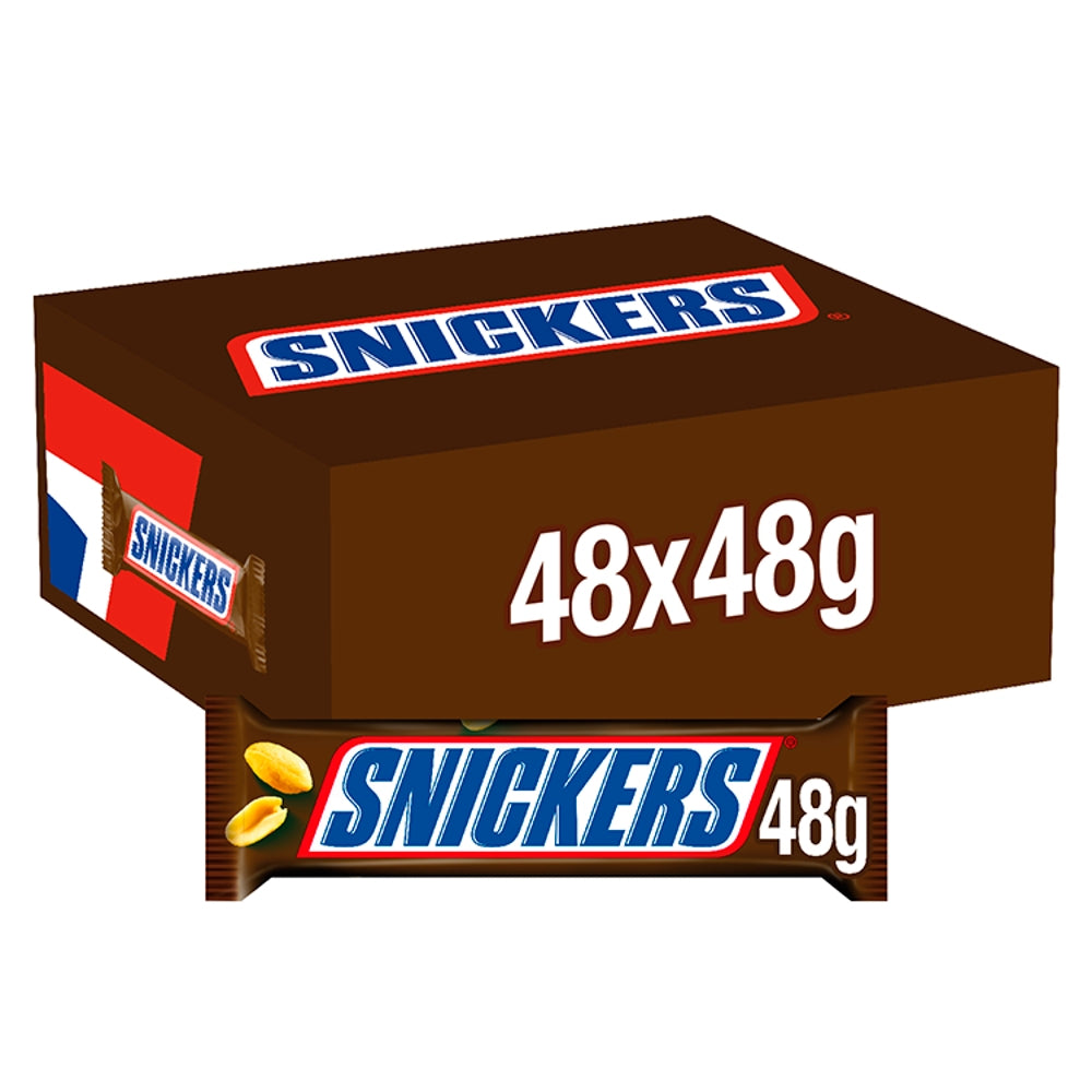 Snickers Caramel, Nougat, Peanuts & Milk Chocolate Snack Bar 48g - 48 x 48g Bars