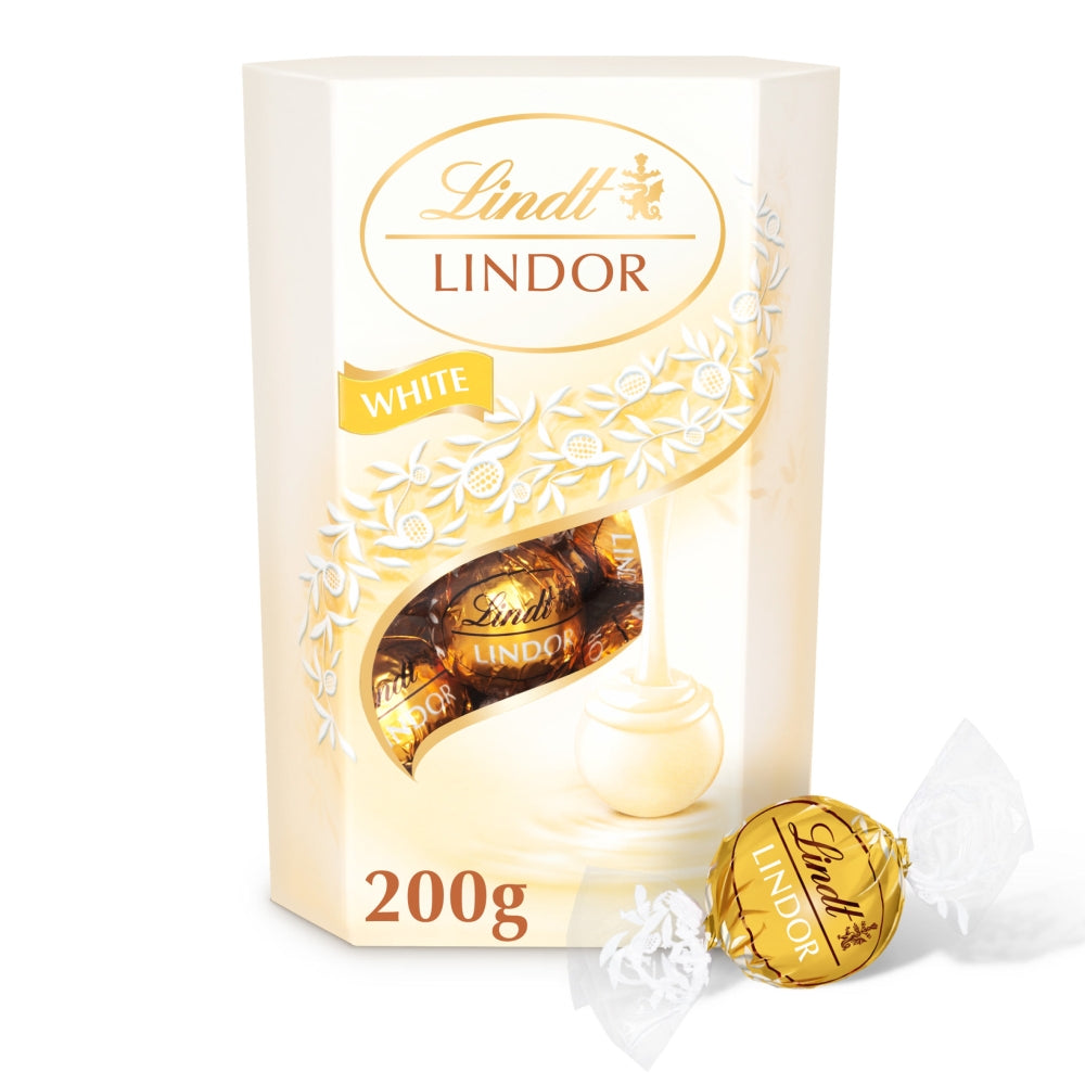 Lindt Lindor White Chocolate Truffles Box 200g - 1 x 200g Box