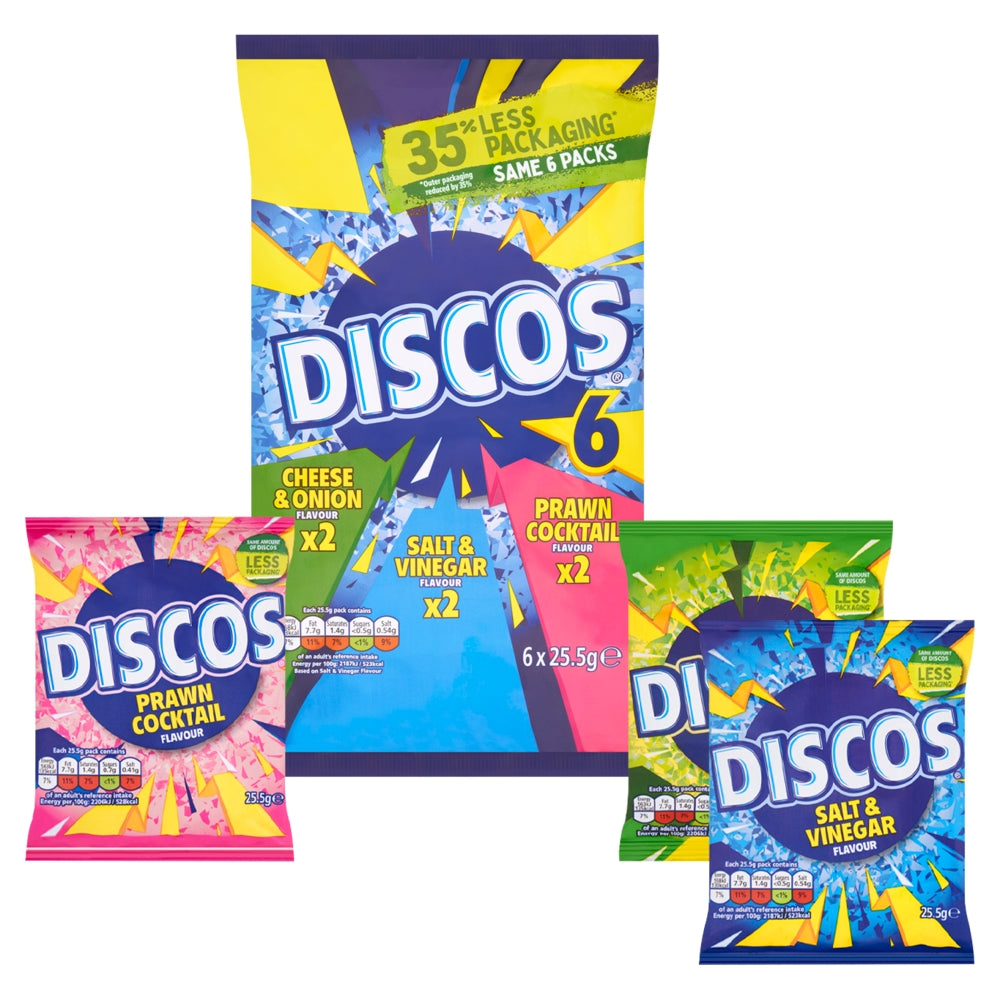 Discos Assorted Variety Crisps 6 Pack - 28 x (6 x 25. 5g)