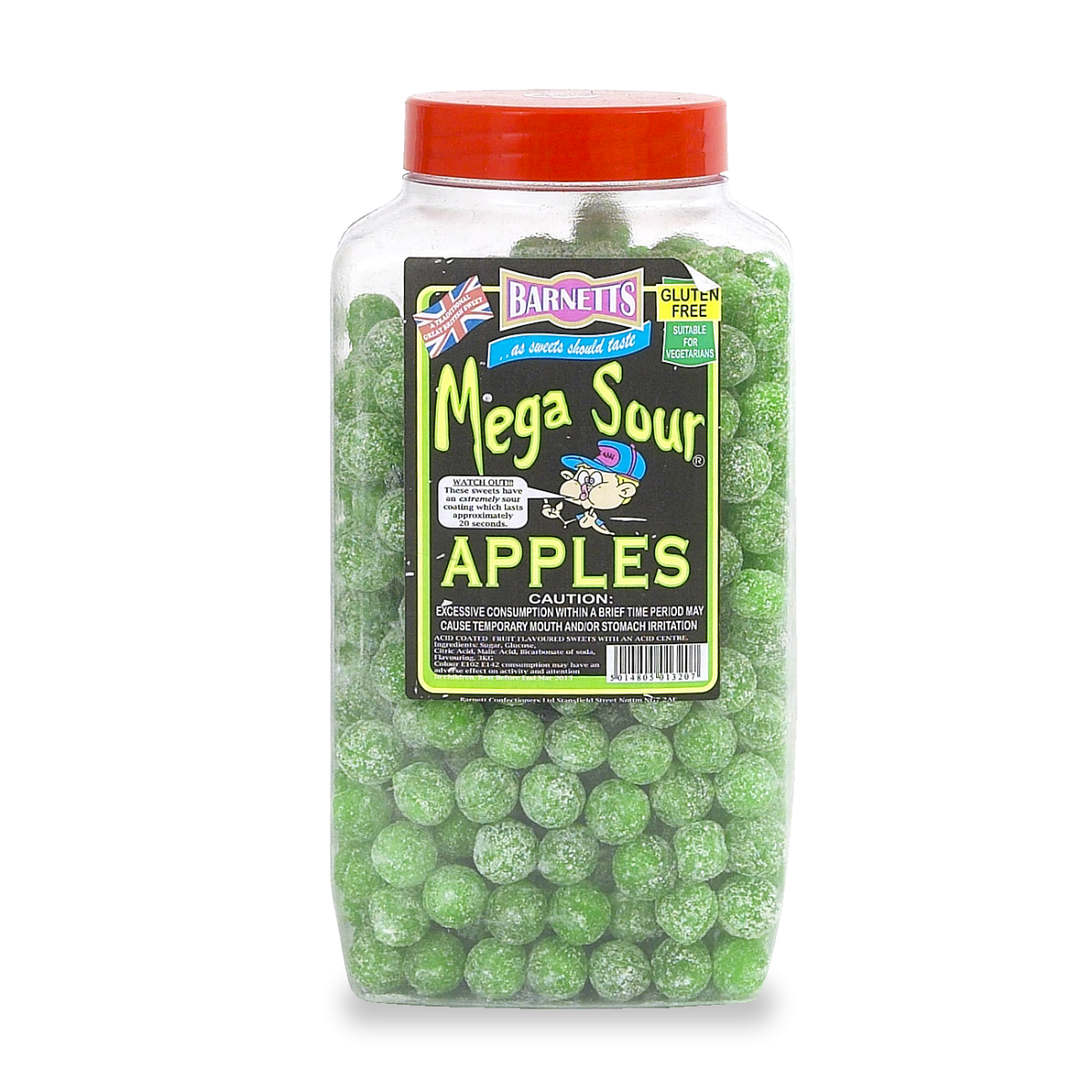 Barnetts Mega Sour Apple Jar 3kg - 1 x 3kg Jar