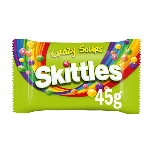 Skittles Vegan Chewy Crazy Sour Sweets Fruit Flavoured Bag 45g - 36 x 45g Bags