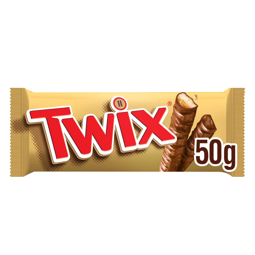 Twix Caramel & Milk Chocolate Fingers Biscuit Snack Bar 50g - 25 x 50g Bars