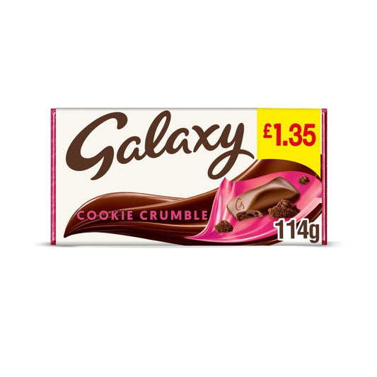 Galaxy Cookie Crumble & Milk Chocolate Block Bar £1.35 PMP 114g - 24 x 114g Bars