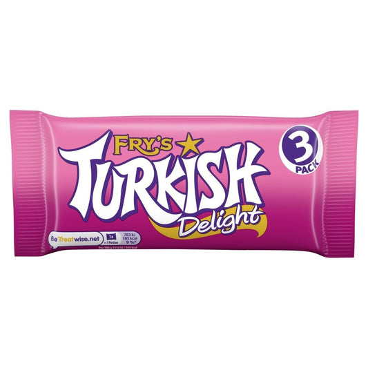 Fry's Turkish Delight Chocolate Bar 3 Pack 153g - 24 x (3 x 51g Bars)