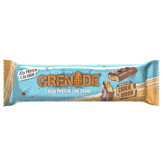 Grenade Chocolate Chip Cookie Dough Flavour Protein Bar 60g - 12 x 60g Bars