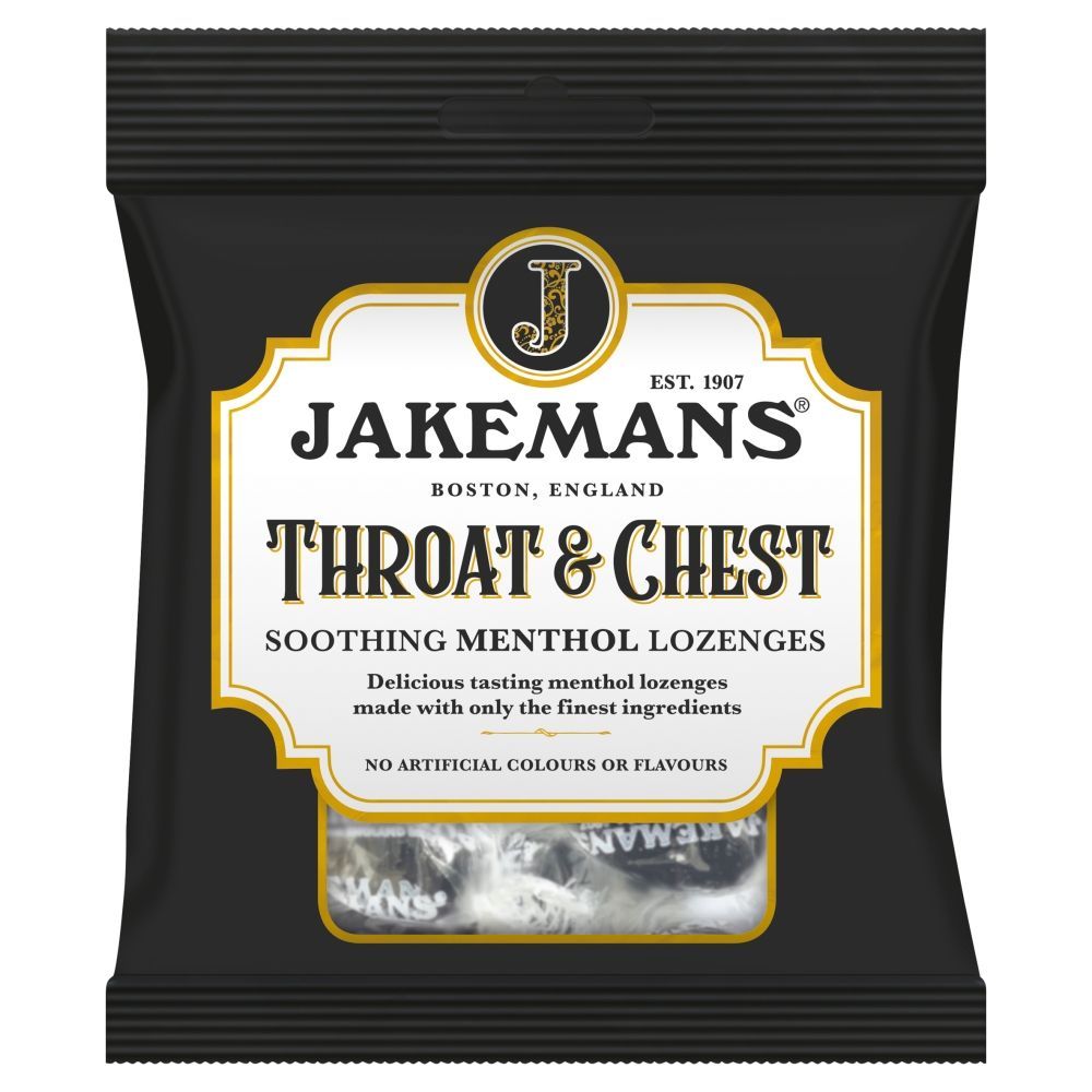 Jakemans Throat & Chest Soothing Menthol Lozenges 73g - 12 x 73g Bags