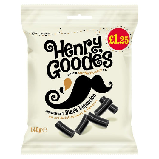 Henry Goode's Superbly Soft Black Liquorice 140g £1.25 PMP - 12 x 140g Bags