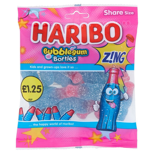 Haribo Bubblegum Bottles Zing 160g £1.25 PMP - 12 x 160g Bags