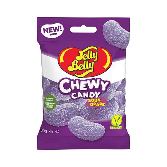 Jelly Belly Sour Grape Chewy Candy 60g - 12 x 60g Bags