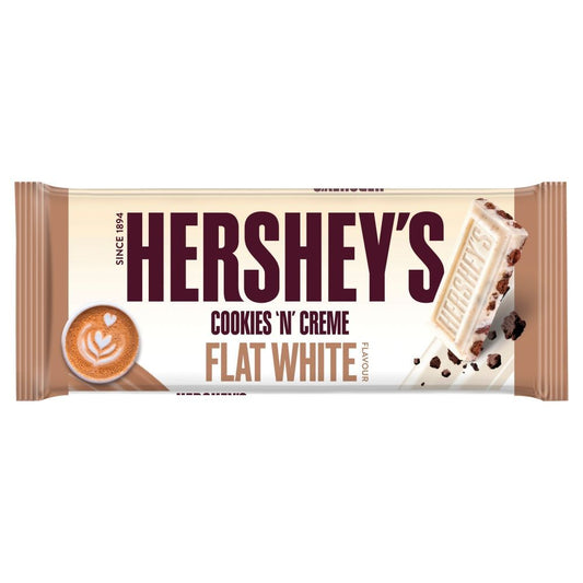 Hershey's Cookies 'n' Creme Flat White Flavour Chocolate Bar 90g - 24 x 90g Bars
