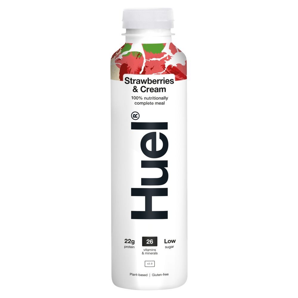 Huel Strawberry & Cream Flavour Ready-To-Drink Complete Meal Bottle 500ml - 8 x 500ml Bottles