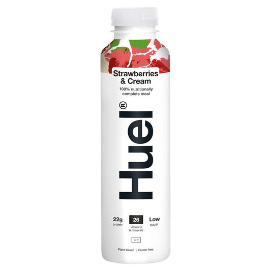 Huel Strawberry & Cream Flavour Ready-To-Drink Complete Meal Bottle 500ml - 8 x 500ml Bottles