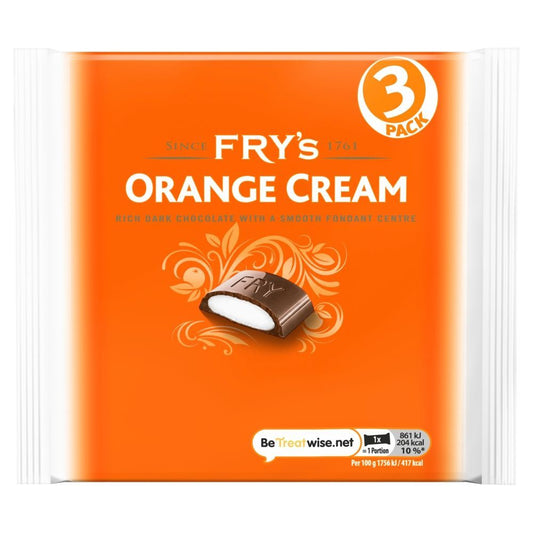 Fry's Orange Cream Chocolate Bar 3 Pack 147g - 16 x (3 x 49g Bars)
