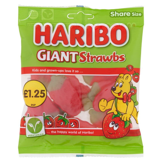 Haribo Giant Strawbs 140g £1.25 PMP - 12 x 140g Bags