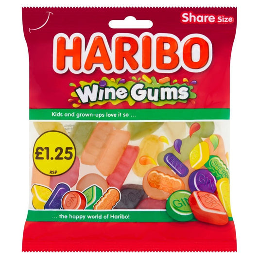 Haribo Wine Gums 140g £1.25 PMP - 12 x 140g Bags