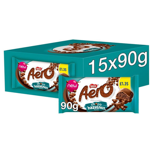 Aero Hazelnut Chocolate Sharing Bar 90g PMP £1.35 - 15 x 90g Bars