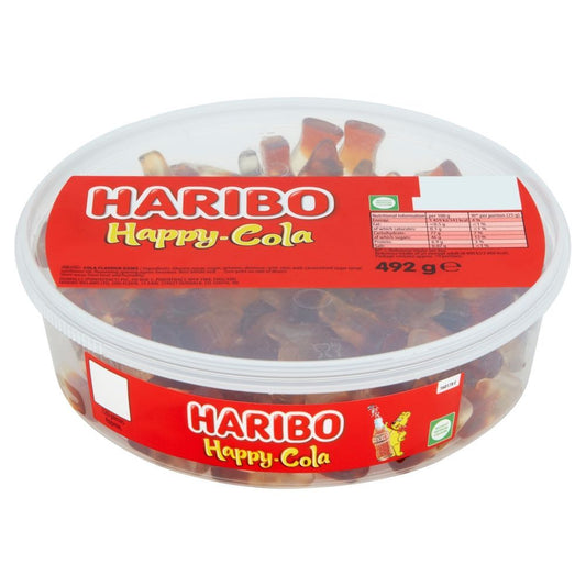 Haribo Happy Cola Bottles Tub 492g - 1 x 492g Tub