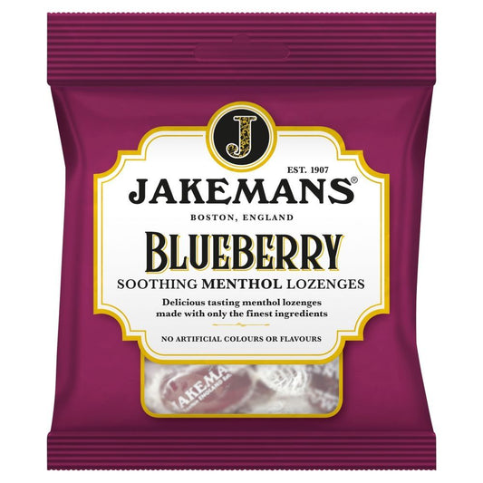 Jakemans Blueberry Soothing Menthol Lozenges 73g - 12 x 73g Bags